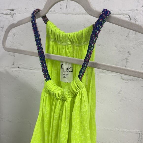 Neon Yellow PITUSA Cover Up Dress - Sheer - Petite Colorful Braided Strap - Picture 3 of 7